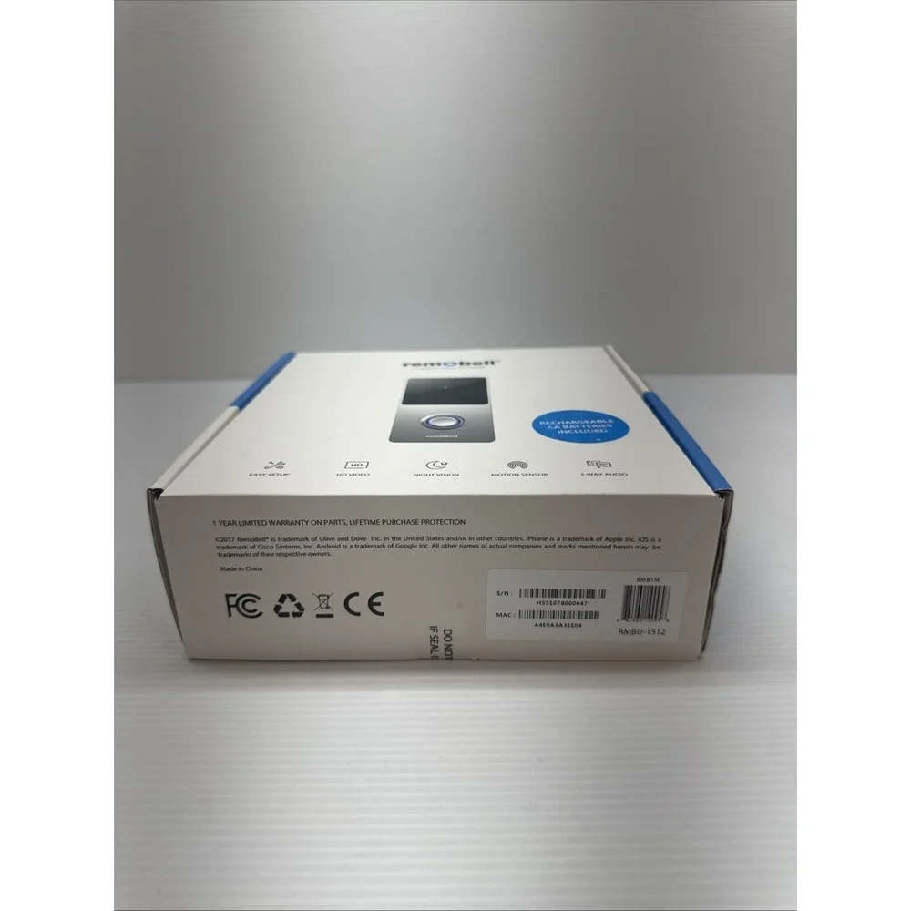 RemoBell Wireless Video Doorbell Wi-Fi Model RMB1M Smart Home Security New